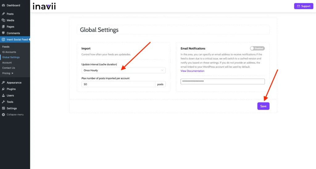 Update CRON Interval screenshot