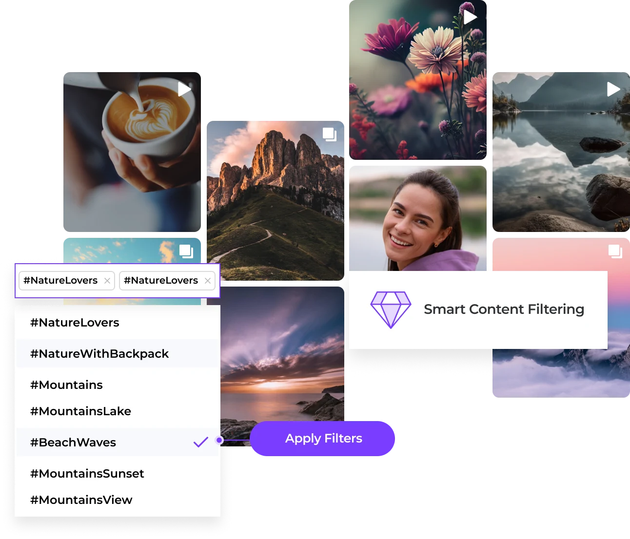 Filter Instagram posts with hashtags placed in captions.